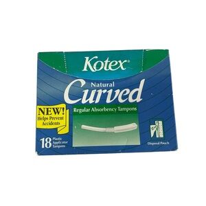 294A. 1994 Kotex Security‎ Curved Tampons; Regular; opened box. 18 tampons